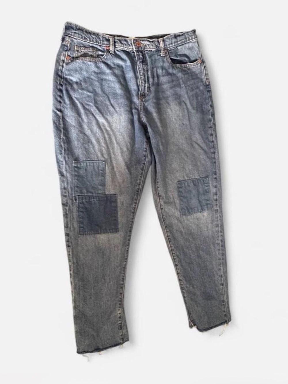 Patchwork Blue Denim Boyfriend Jeans 100% Cotton Size 12/31R by Universal Thread
